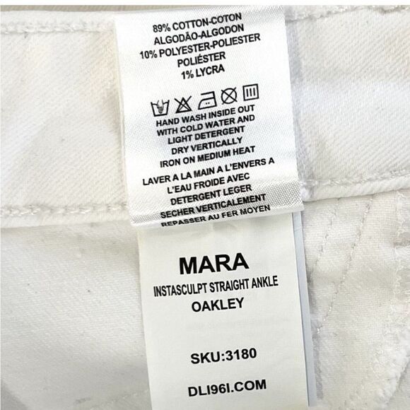 DL1961 Mara Straight Mid-Rise Instasculpt Ankle Jeans White Size 14/32 - Picture 9 of 15